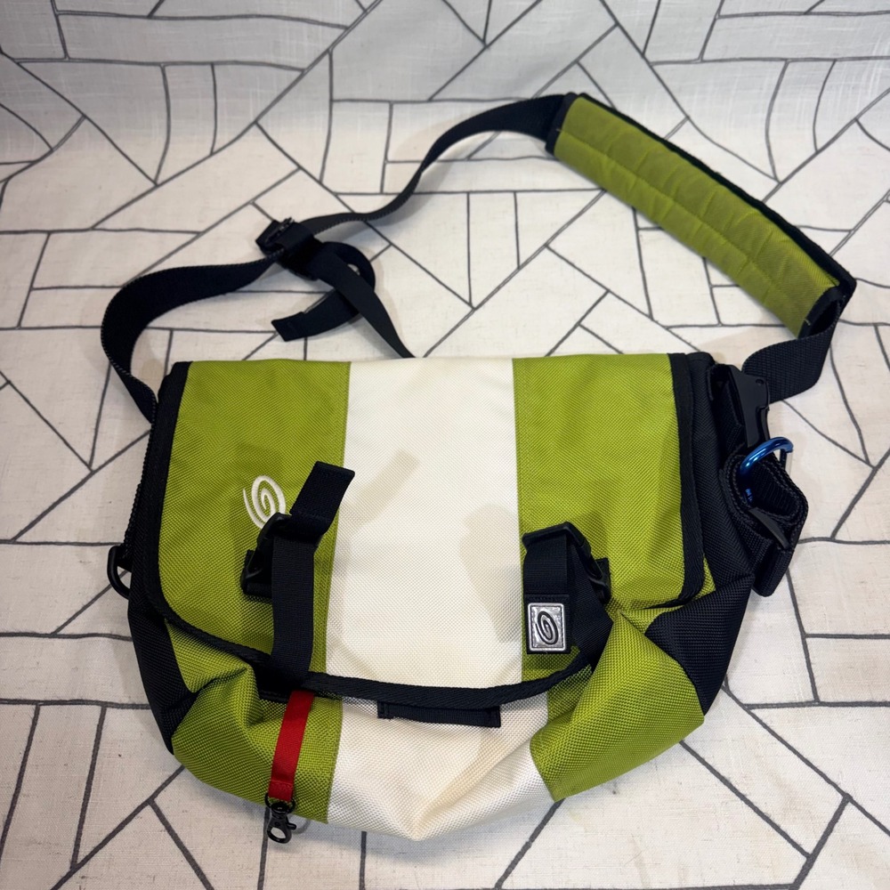 Timbuk2 Messenger Bag Small Green White Colorblock Classic Commuter Bag